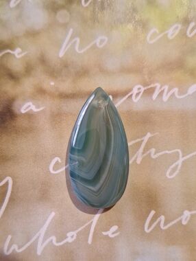 Teardrop Green Agate Pendant - Polished Stone Necklace Charm
